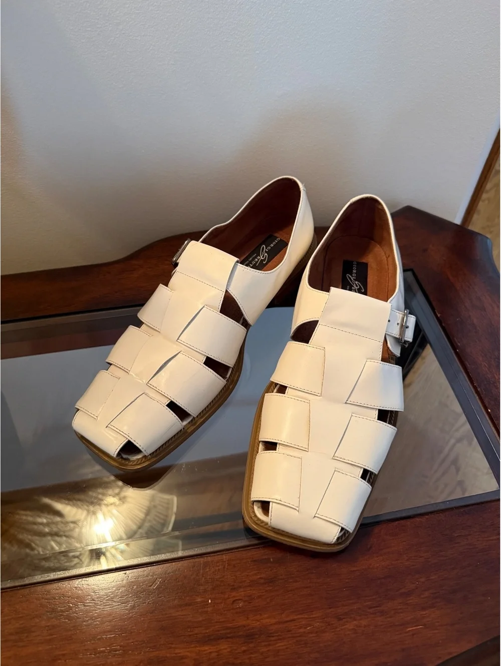 Vintage Giorgio Brutini Private Collection White Leather Fisherman Sandals 12M